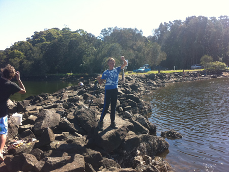 The Blue Rock Boys got together at the Brunswick Heads break wall to wet a line and have some fun in the sun The Blue Rock Boys got together at the Brunswick Heads break wall to wet a line and have some fun in the sun.