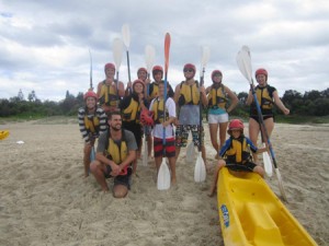 The Blue Rock Byron Shire team kayak paddles to Wategos