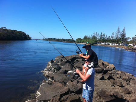 The Blue Rock Boys got together at the Brunswick Heads break wall to wet a line and have some fun in the sun.